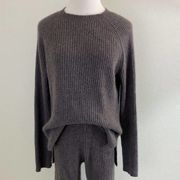 Nap Loungewear 100% Cashmere Rib-Knit Crew Neck Pullover Sweater, Retail $359 - Picture 1 of 16